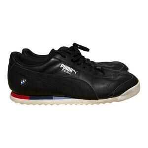 Puma BMW Motorsport Roma Men's 10.5 Black Leather Driving Shoes Sneakers